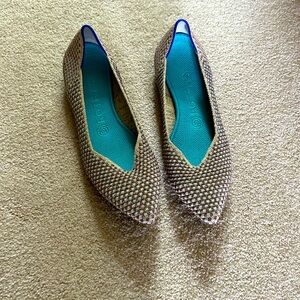 EUC tan Rothy’s point flats